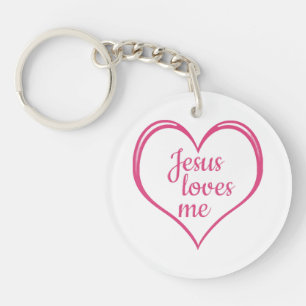 Porte-clés JÉSUS M'AIME dans le cœur