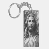 Porte-clés Jésus Porte - clé noir et blanc (Devant gauche)