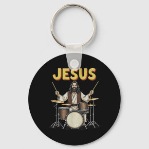 Porte-clés Jesus Rocks Musique Drôle Christian Drummer Design