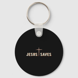 Porte-clés Jésus Sauve Croix Dieu Graphique Chrétien