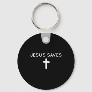 Porte-clés Jésus Sauve Croix subtile foi chrétienne Minimale