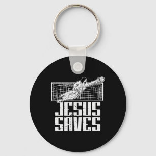 Porte-clés Jésus Sauve Footbll Chrétien Gardien de But Gardie