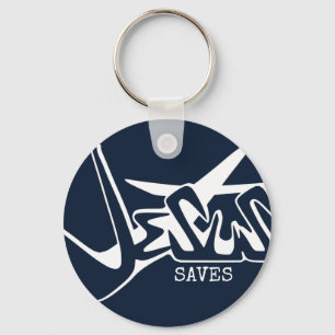Porte-clés Jésus sauve Graffiti Bleu foncé