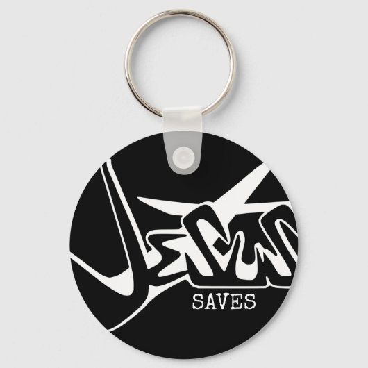 Porte-clés Jésus Sauve Graffiti Noir (Recto)