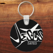 Porte-clés Jésus Sauve Graffiti Noir (Recto)