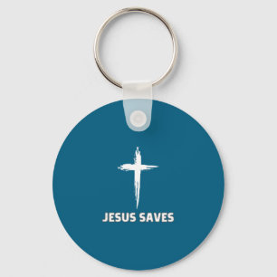 Porte-clés Jésus sauve petite croix grande foi 3 christ