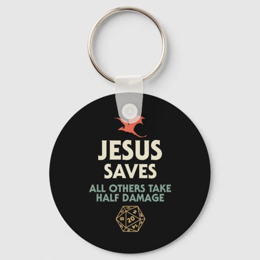 Porte-clés Jesus Saves DM Dragon D20 Dice Cadeau RPG Rôle Pla (Recto)