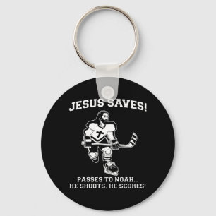Porte-clés Jesus Saves Hockey t-shirt drôle