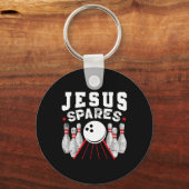 Porte-clés Jesus Spares Funny Christian Bowling (Recto)