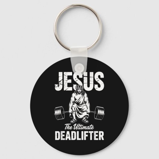 Porte-clés Jesus The Deadlifter Funny Christian Gym Pun (Recto)