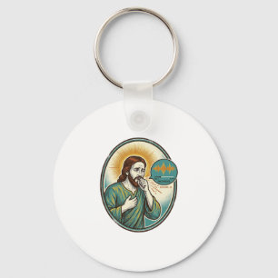 Porte-clés Jésus toussant au milieu d'un message audio vocal