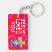 Porte-clés Jésus Vous Aime Avec La Croix Chrétienne (Dos)