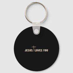 Porte-clés Jésus Vous Aime Croix Dieu Graphique Chrétien