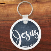 Porte-clés Jésus vous aime Denim Circle (Verso)