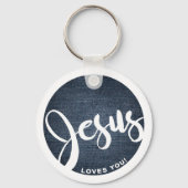 Porte-clés Jésus vous aime Denim Circle (Verso)