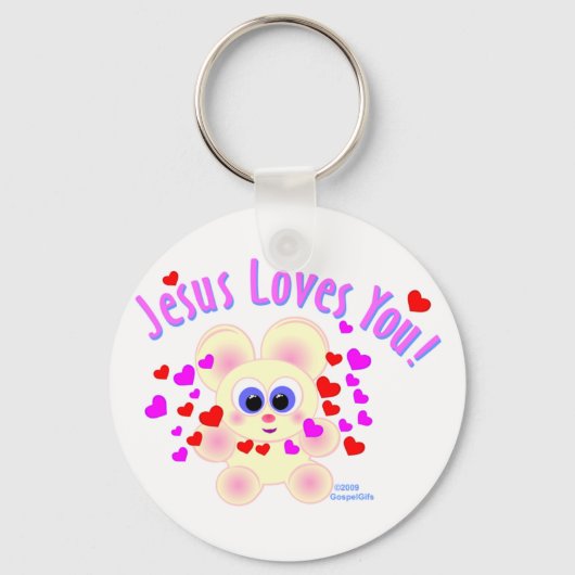 Porte-clés Jésus vous aime le design d'ours en peluche (Recto)