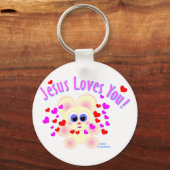 Porte-clés Jésus vous aime le design d'ours en peluche (Recto)