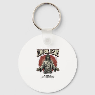 Porte-clés Jésus zombie gravure vintage dessin de t-shirt drô