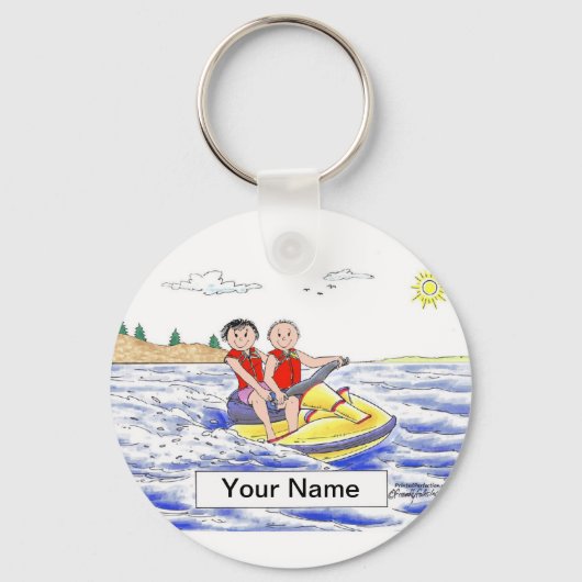 Porte-clés Jet Ski équitation Couple Cartoon par PrintedPerfe (Recto)