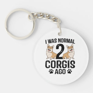 Porte-clés J'étais normal il y a 2 Corgis Chien
