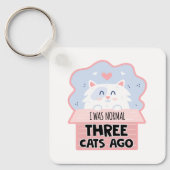 Porte-clés J'Étais Normal Il Y A Trois Chats (Recto)