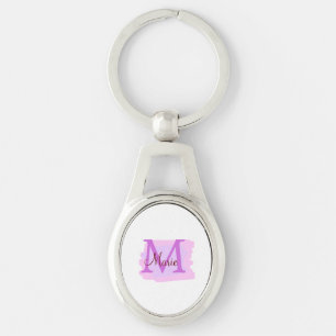 Porte-clés jeté simple minimal ajouter nom monogramme rose ro