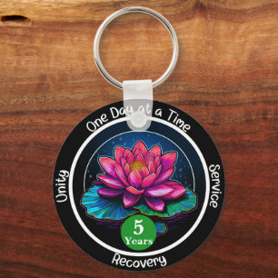 Porte-clés Jeton de Sobriété Lotus Médaillon personnalisé d