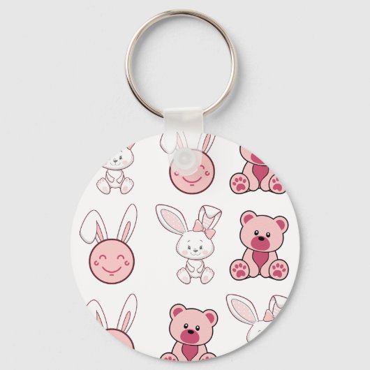 Porte-clés jeu de lapin, rétro, vintage (Recto)