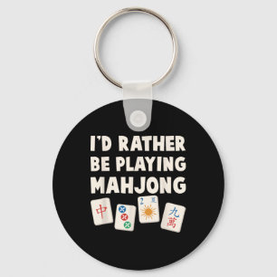 Porte-clés Jeu de Mahjong - J'aimerais mieux jouer au Mahjong