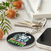 Porte-clés Jeu de pixels de lapin de Pâques heureux  (Devant Droit)