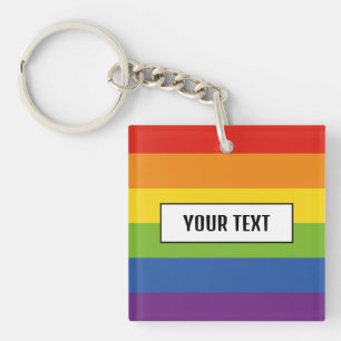Porte-clés Jeu Gay pride de texte d'indicateur arc-en-ciel