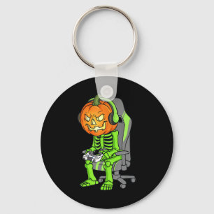 Porte-clés Jeu Halloween Skeleton Jack-o'-lantern Gamer Boy