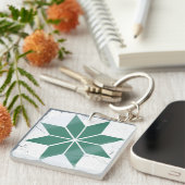 Porte-clés Jeu Orange Bleu Géométrique Carrelage Géométrique (Devant Droit)