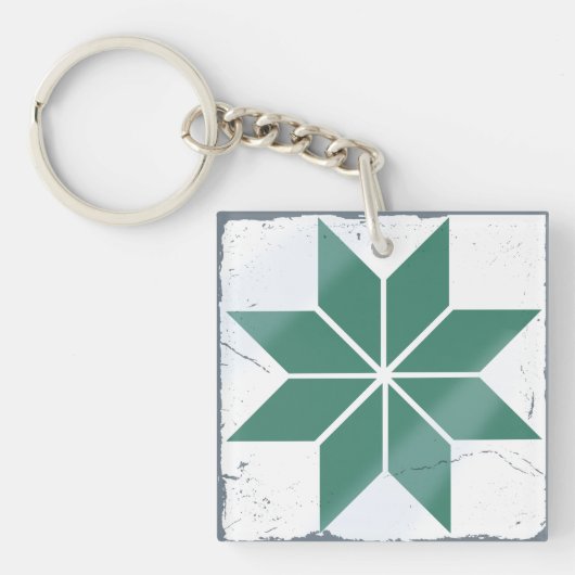 Porte-clés Jeu Orange Bleu Géométrique Carrelage Géométrique (Devant)