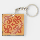 Porte-clés Jeu Orange Bleu Géométrique Carrelage Géométrique (Dos)