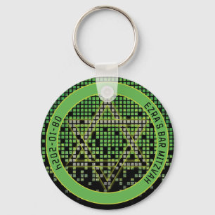 Porte-clés Jeu vidéo noir vert Gamer Bar Mitzvah