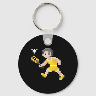 Porte-clés Jeu vidéo Retro 80s Pixel Art Badminton Player