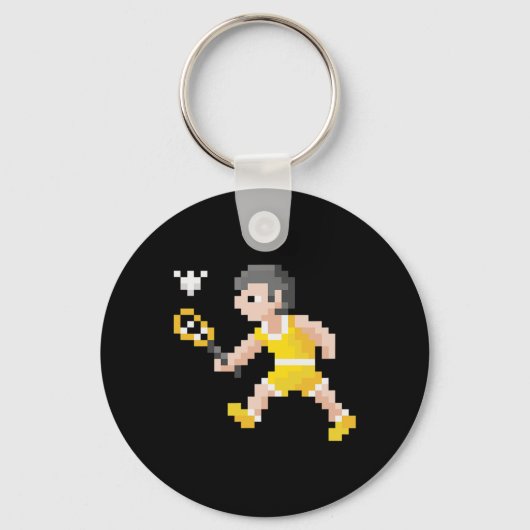 Porte-clés Jeu vidéo Retro 80s Pixel Art Badminton Player (Recto)