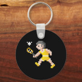 Porte-clés Jeu vidéo Retro 80s Pixel Art Badminton Player (Recto)