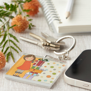 Porte-clés Jeune fille Joyeux anniversaire