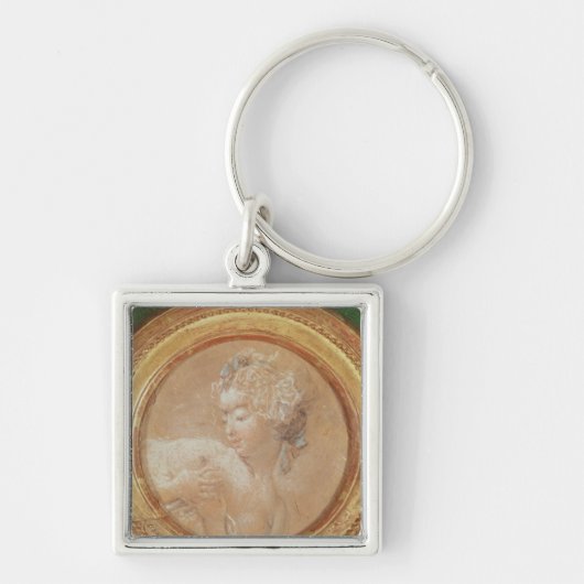 Porte-clés Jeune fille serrant son sein (Devant)