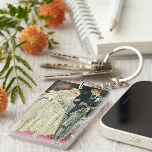 Porte-clés Jeunes mariés de mariage vintage, heureuse mariée 