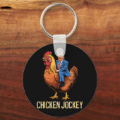 Porte-clés Jockey de poulet Trump Mème amusant 5 (Recto)