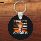 Porte-clés Joe Biden Joyeux Halloween Joyeux Noël Drapeau amé (Recto)