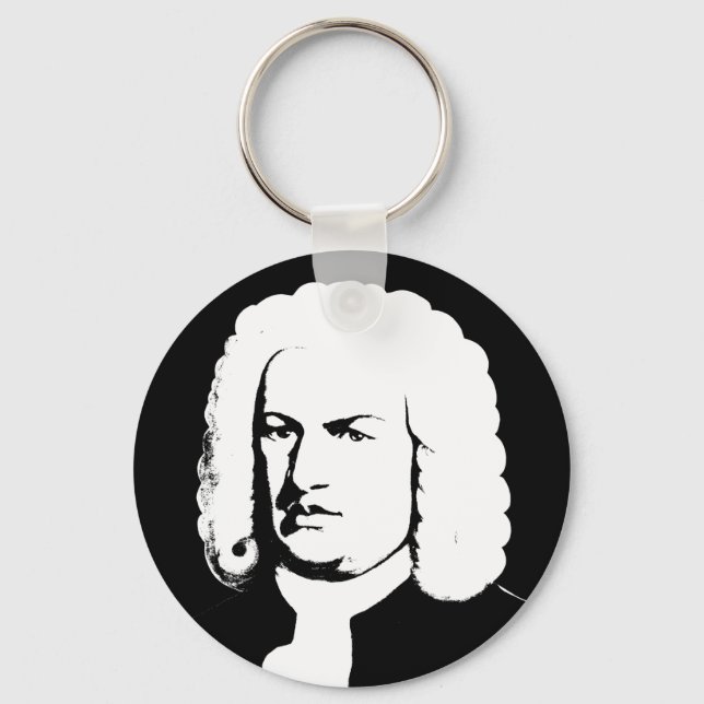 Porte-clés Johann Sebastian Bach abstrakt in Schwarz und weiß (Front)