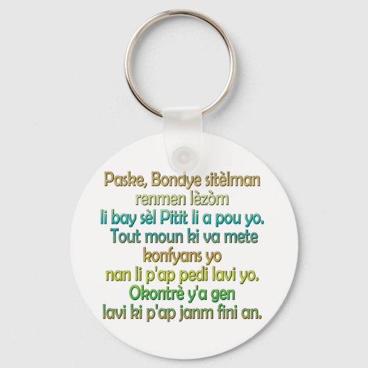 Porte-clés John 3:16 Créole haïtien (Recto)