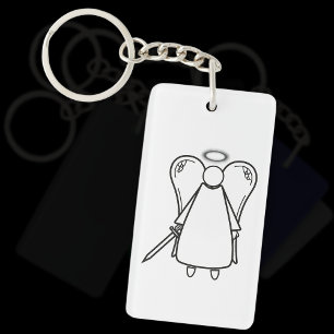 Porte-clés Joli Ange Vengeur Blanc et Noir (double face)