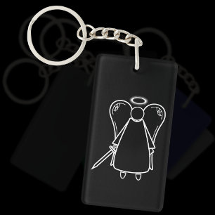 Porte-clés Joli Ange Vengeur Noir et Blanc (double face)