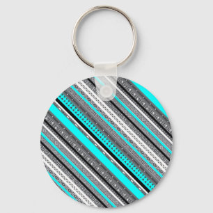 Porte-clés Joli aqua gris aztèque motif