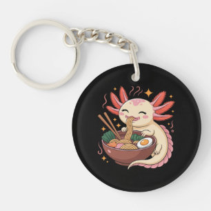 Porte-clés Joli Axolotl Mange des Nouilles Ramen